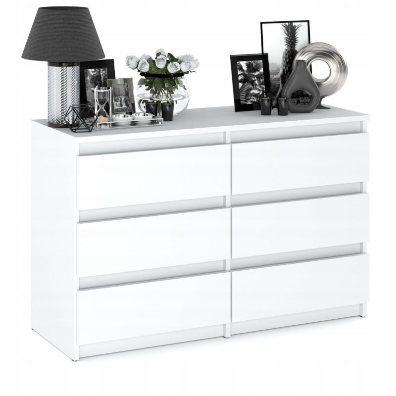 Kommode Med 6 Skuffer Hvid Mat 100x33,5x71,5 cm