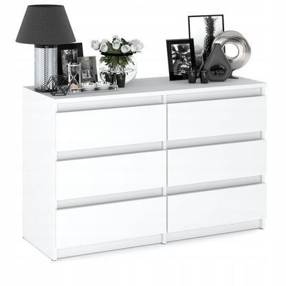 Kommode Med 6 Skuffer Hvid Mat 100x33,5x71,5 cm
