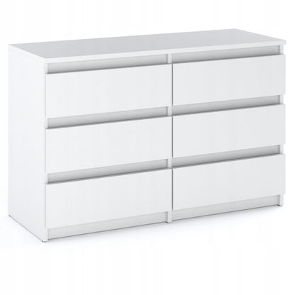 Kommode Med 6 Skuffer Hvid Mat 100x33,5x71,5 cm