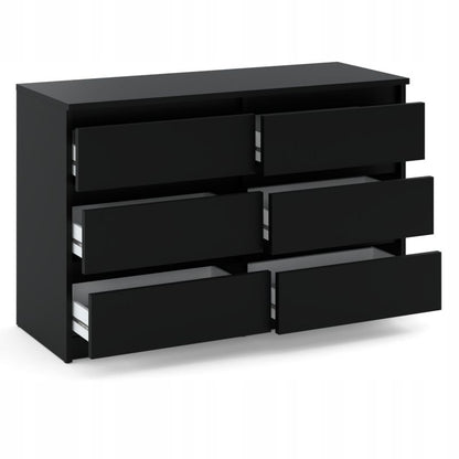 Kommode med 6 skuffer Sort Mat 100x33,5x71,5 cm