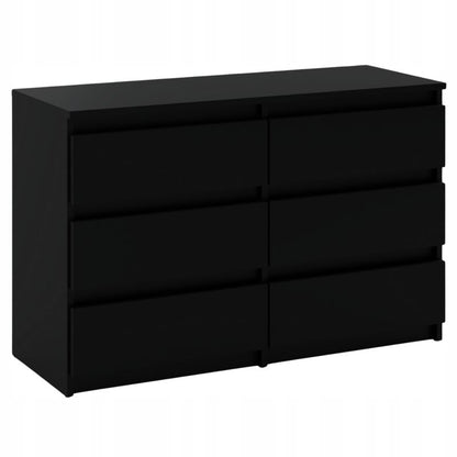 Kommode med 6 skuffer Sort Mat 100x33,5x71,5 cm