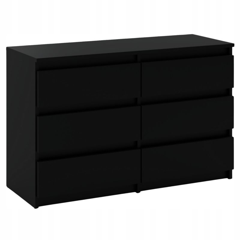 Kommode med 6 skuffer Sort Mat 100x33,5x71,5 cm