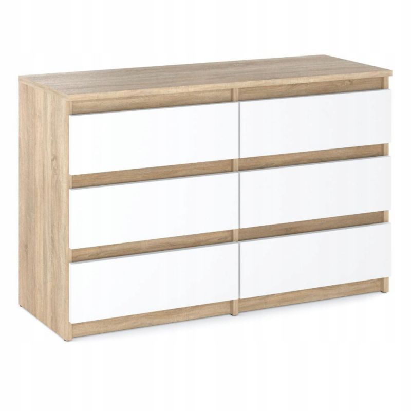 Kommode med 6 Skuffer 100x33,5x71,5 cm Eg Sonoma / Hvid Mat