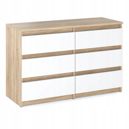 Kommode med 6 Skuffer 100x33,5x71,5 cm Eg Sonoma / Hvid Mat