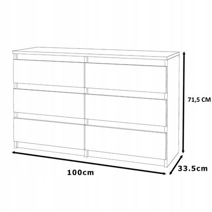 Kommode med 6 Skuffer 100x33,5x71,5 cm Eg Sonoma / Hvid Mat