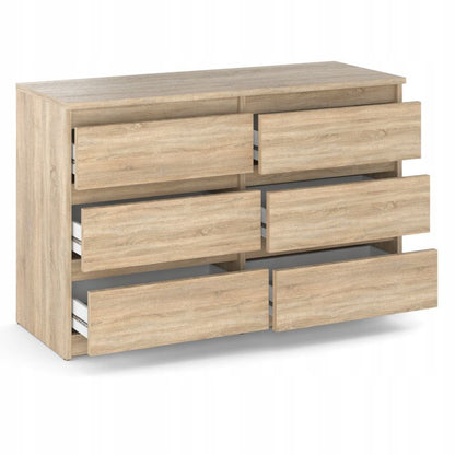 Kommode med 6 Skuffer Egetræ Sonoma 100x33,5x71,5 cm Mat