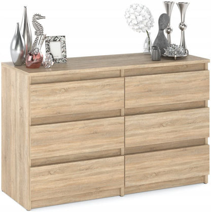 Kommode med 6 Skuffer Egetræ Sonoma 100x33,5x71,5 cm Mat