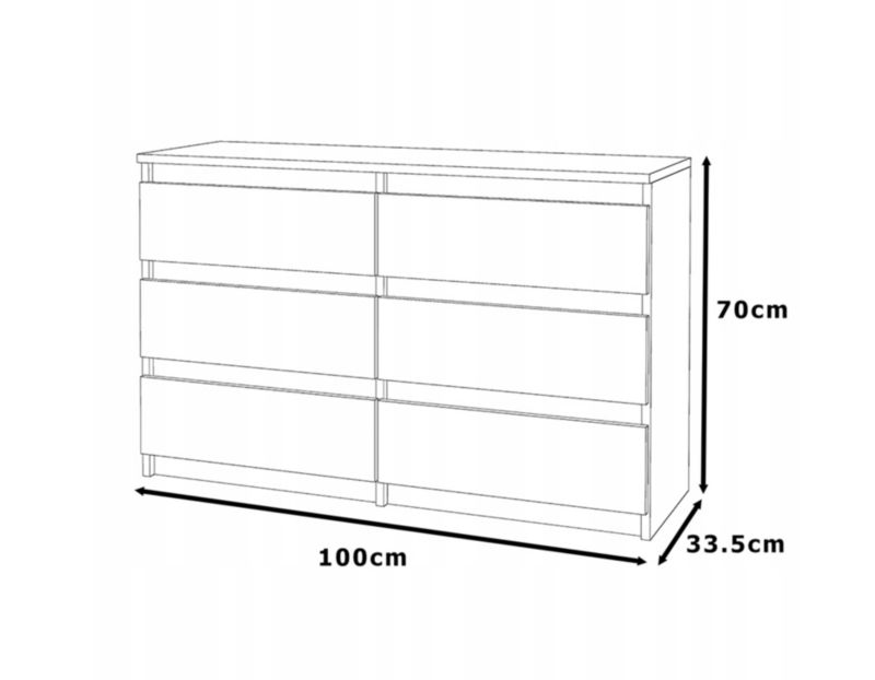 Kommode med 6 Skuffer Egetræ Sonoma 100x33,5x71,5 cm Mat