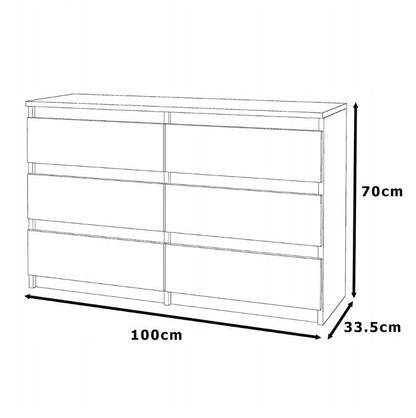 Kommode med 6 Skuffer Mat Grå 100x33,5x71,5 cm