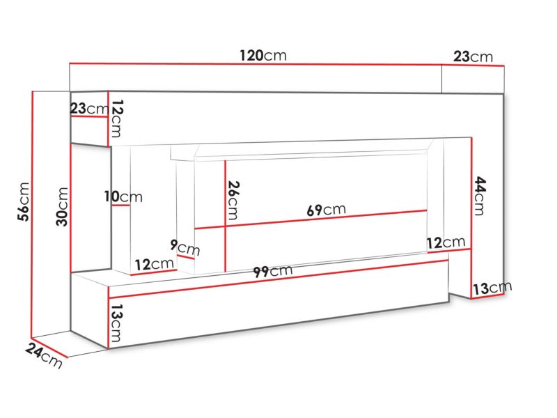 Kommode med pejs MIRJAN 24 Haga 120 cm Kashmir