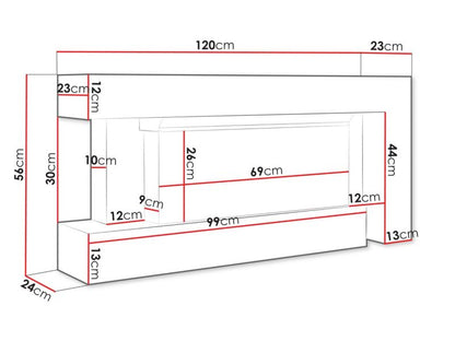 Kommode med pejs MIRJAN 24 Haga 120 cm Kashmir