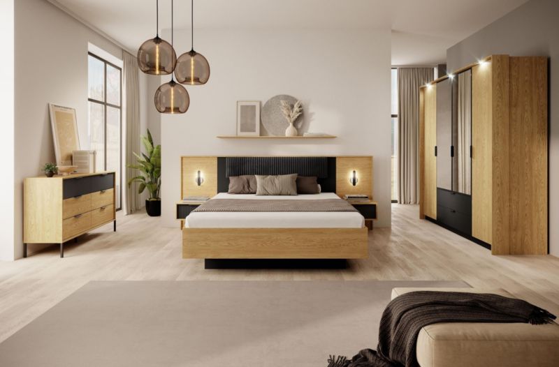 Kommode med seks skuffer Bettso Norden 138 cm delvist rillede fronter i Baltic eg, 1 stk.