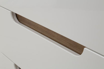 Kommode med skuffer Bettso Nodis 107 cm på høje ben i hvid højglans, 1 stk.