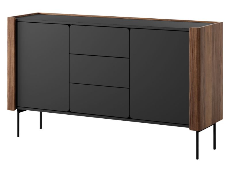 Komoda med Skuffer Wrap KSZ141 Valnød/Varmia Sort 142 cm