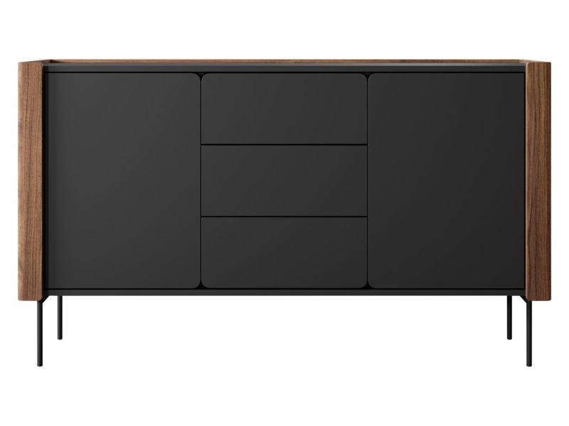 Komoda med Skuffer Wrap KSZ141 Valnød/Varmia Sort 142 cm