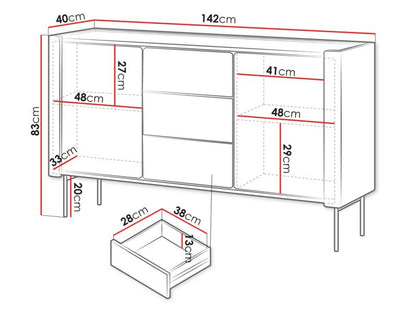 Komoda med Skuffer Wrap KSZ141 Valnød/Varmia Sort 142 cm