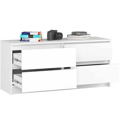 Komode K120 120x40x55 cm 4 Skuffer Hvid Mat
