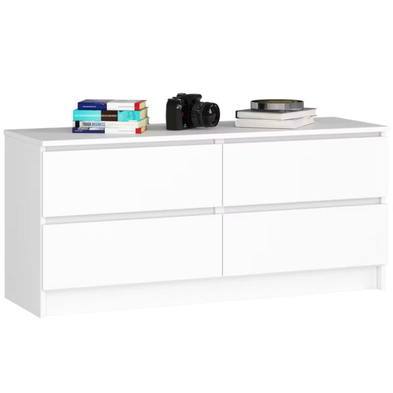 Komode K120 120x40x55 cm 4 Skuffer Hvid Mat
