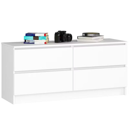 Komode K120 120x40x55 cm 4 Skuffer Hvid Mat