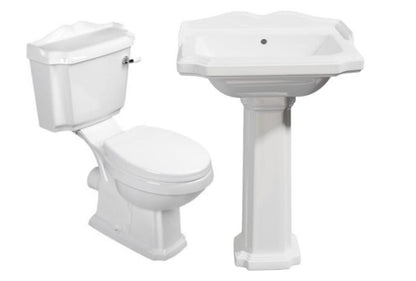 Kompakt WC med Håndvask på Søjle Retro Duroplast Sæde 76x48x86 cm