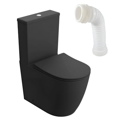 Kompakt Toilet Blanco Sort Mat Porcelæne 60,5x38x80 cm