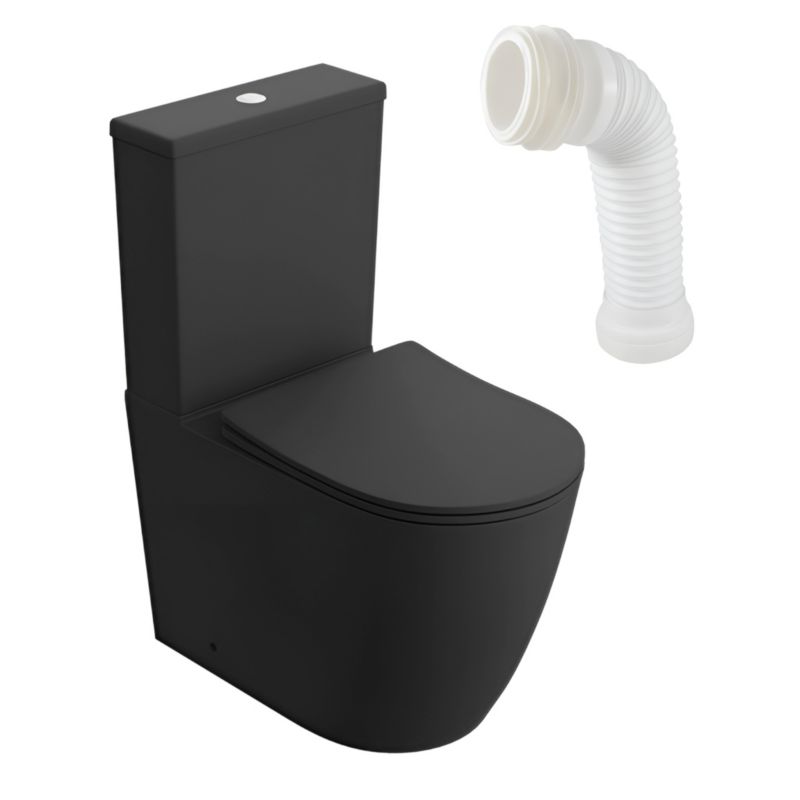 Kompakt Toilet Blanco Sort Mat Porcelæne 60,5x38x80 cm