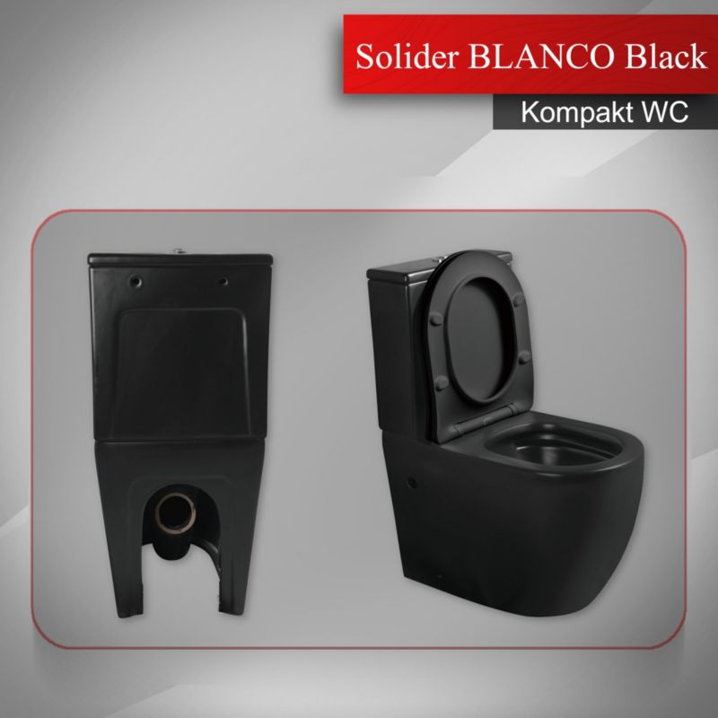 Kompakt Toilet Blanco Sort Mat Porcelæne 60,5x38x80 cm