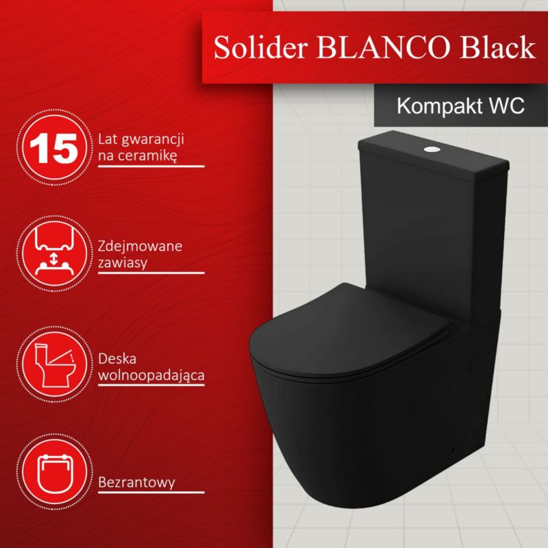 Kompakt Toilet Blanco Sort Mat Porcelæne 60,5x38x80 cm
