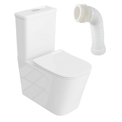 Kompakt Toilet Uden Brættekant med Blødtlukkende Sæde Hvid 64x37x85 cm 5900378343974