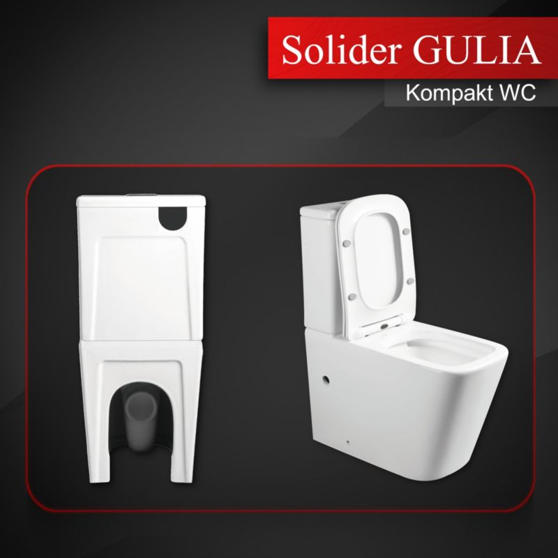 Kompakt Toilet Uden Brættekant med Blødtlukkende Sæde Hvid 64x37x85 cm 5900378343974