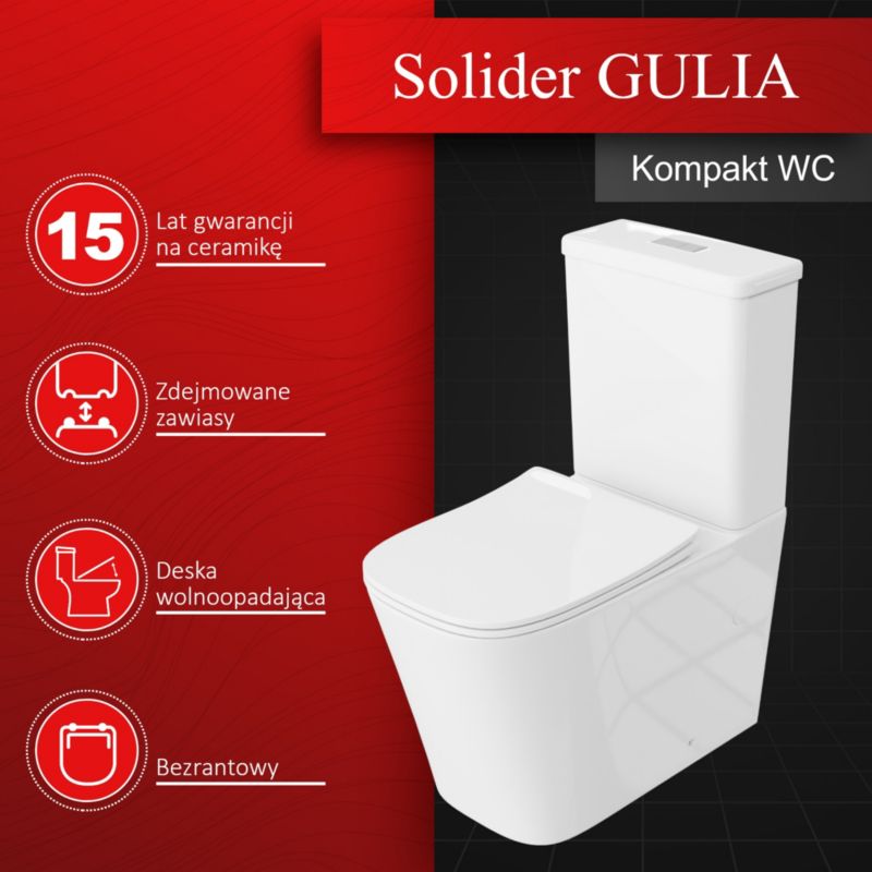 Kompakt Toilet Uden Brættekant med Blødtlukkende Sæde Hvid 64x37x85 cm 5900378343974