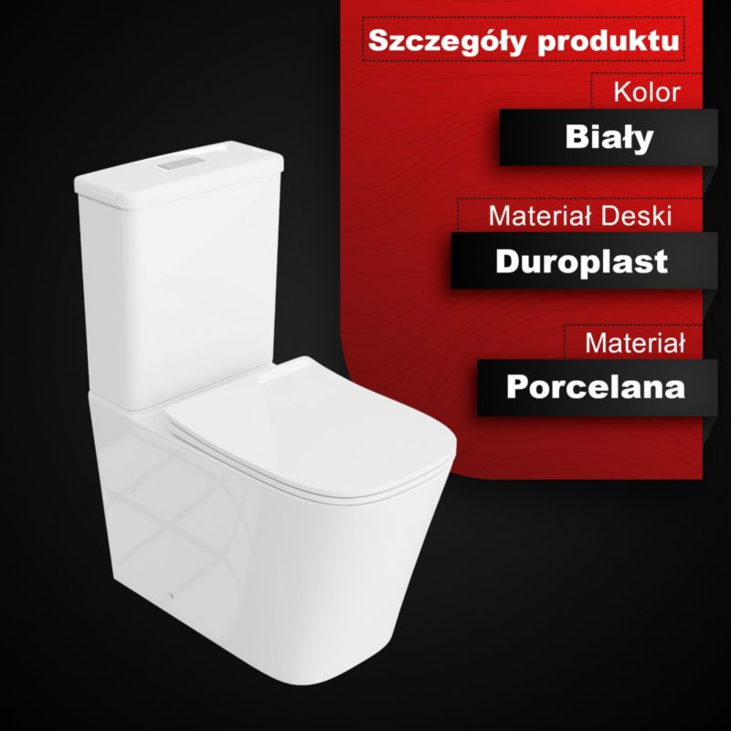 Kompakt Toilet Uden Brættekant med Blødtlukkende Sæde Hvid 64x37x85 cm 5900378343974