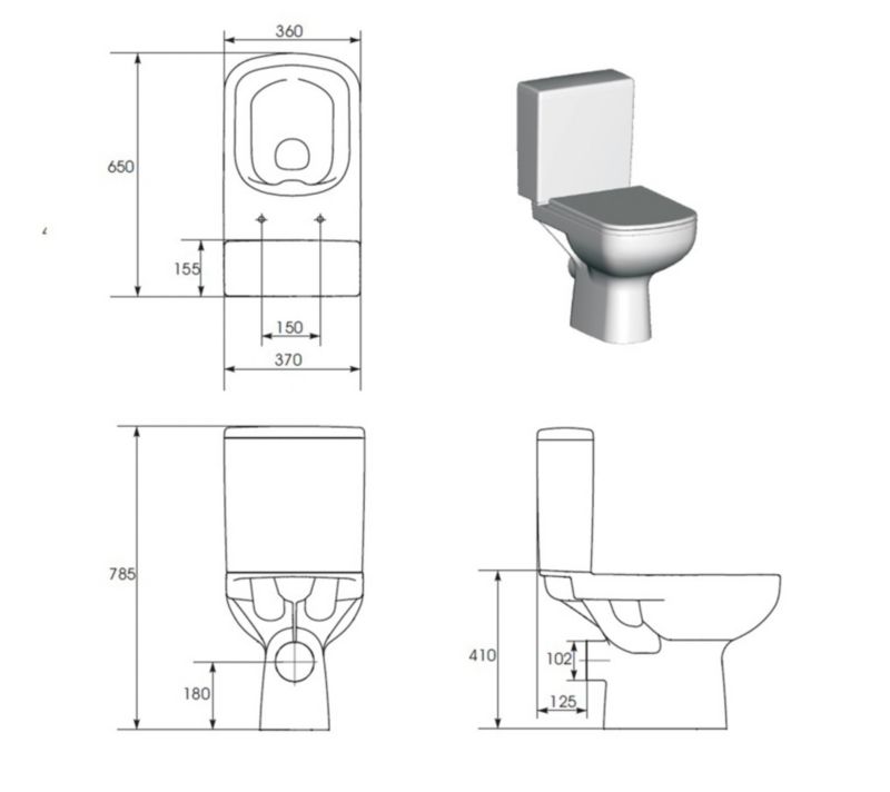 Kompakt WC Cersanit Seno rimless med 3/5 l skyl og soft-close sæde