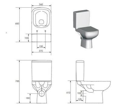 Kompakt WC Cersanit Seno rimless med 3/5 l skyl og soft-close sæde