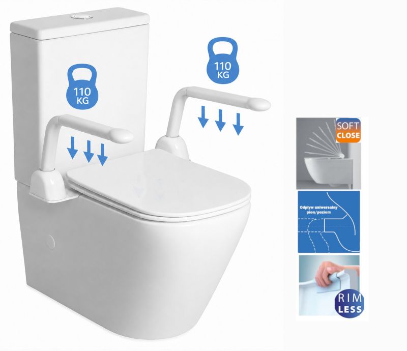 Kompakt WC Bellamonte Rimless med Håndtag Hvid Soft Close 5904012007017