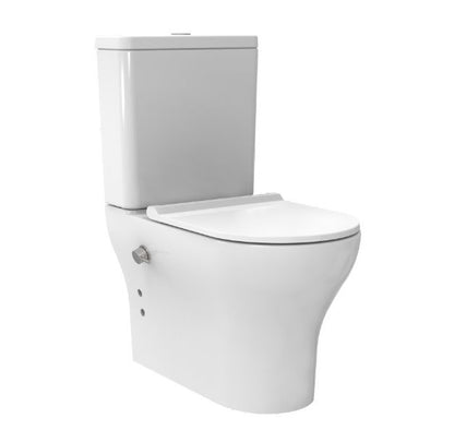 Kompakt WC Oval med Bidet Funktion Varmt og Koldt Vand Soft Close Sæde 81x62x35,5 cm