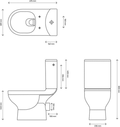 Kompakt WC GoodHome Cavally uden kant, vandret 3/6 l med softclose-sæde