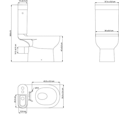 Kompakt WC Cavally med Håndvask 885 mm Hvid
