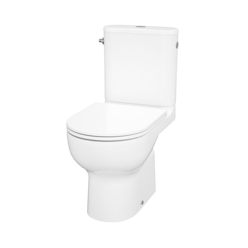 Kompakt Toilet Cavally Wirowy Bezkołnierzowy med Blødtlukkende Sæde Hvid