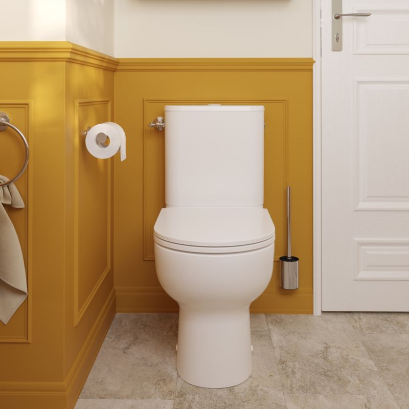 Kompakt WC Cavally Hvid Rund Keramisk 63,5x37x79 cm