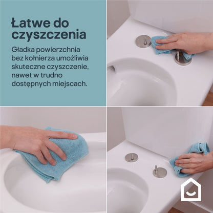 Kompakt Toilet Cavally Wirowy Bezkołnierzowy med Blødtlukkende Sæde Hvid