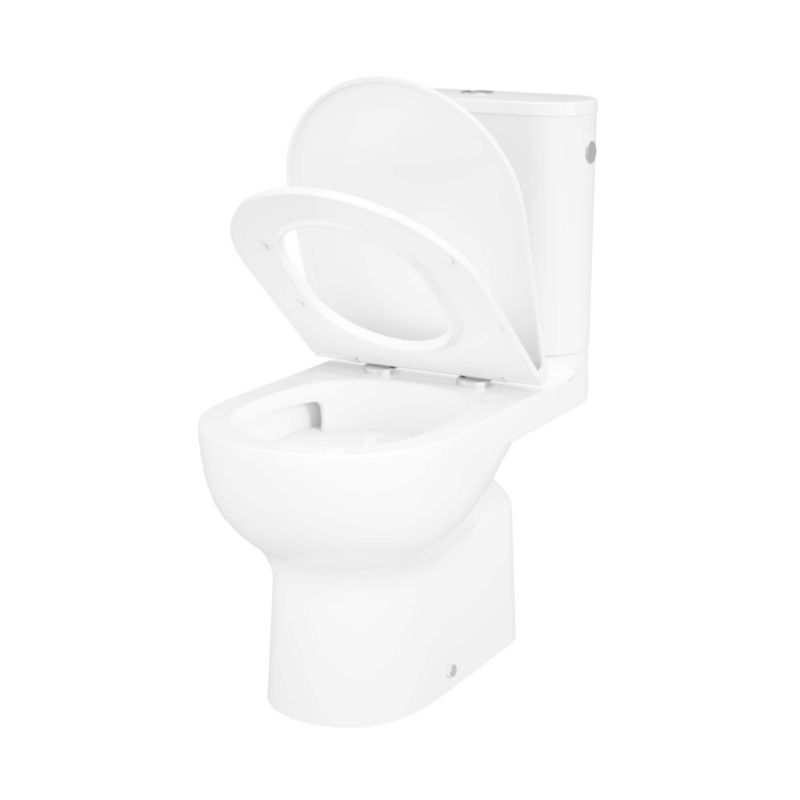 Kompakt Toilet Cavally Wirowy Bezkołnierzowy med Blødtlukkende Sæde Hvid