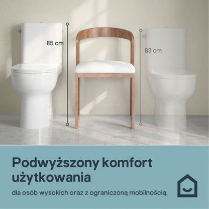 Kompakt Toilet Cavally Hvid Høj Model Keramisk 36x65 cm