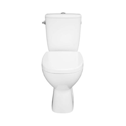 Kompakt toilet Kamori uden forkant med duroplastsæde lodret udløb hvid