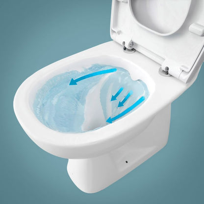 Kompakt toilet Kamori uden forkant med duroplastsæde lodret udløb hvid