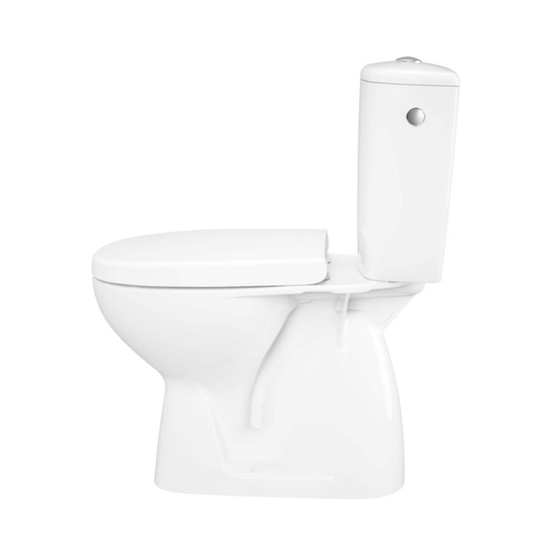 Kompakt toilet Kamori uden forkant med duroplastsæde lodret udløb hvid