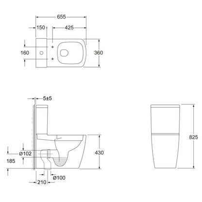 Kompakt Toilet Levanna Uden Kant Hvid 6L C10092814