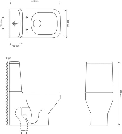 Kompakt WC GoodHome Teesta uden kant 3/6 l med sæde med soft-close