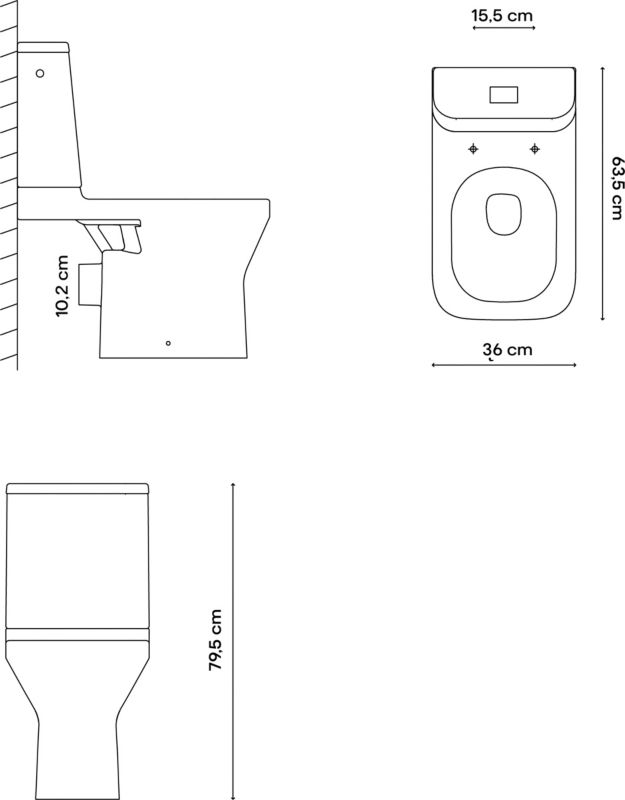 Gulvstående Toilet Teesta 36x63,5x79,5 cm Hvid | 5063022514752