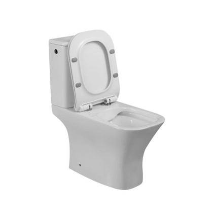 Kompakt Toilet Firkantet Uden Skyllekant Hvid Højglans 65x36 cm